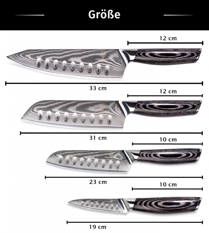 Damastmesser-Set Größe
